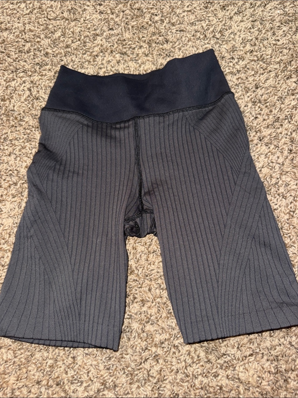 High Waist Ribbed Biker Shorts in Charcoal Gray